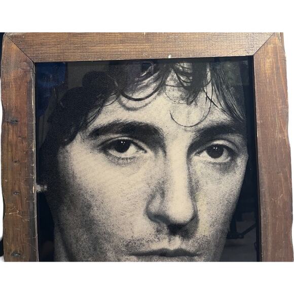 Vintage Bruce Springsteen Picture Fake Signature Framed Wood The River - Picture 2 of 5